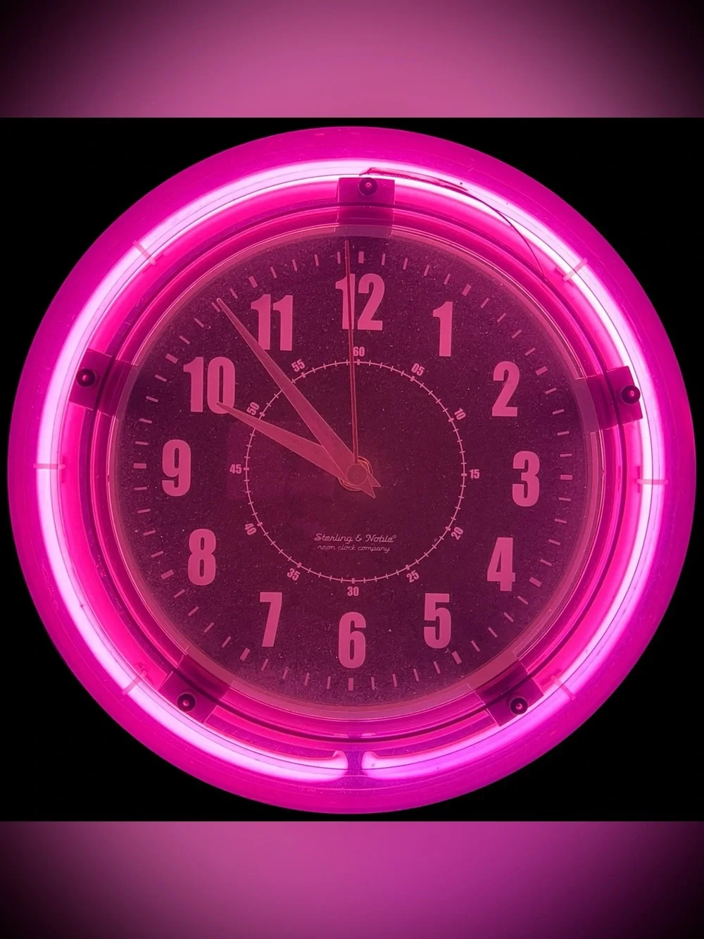 Sterling & Noble Neon Retro Hanging Wall Clock Pink Analog Quartz Plastic (READ)